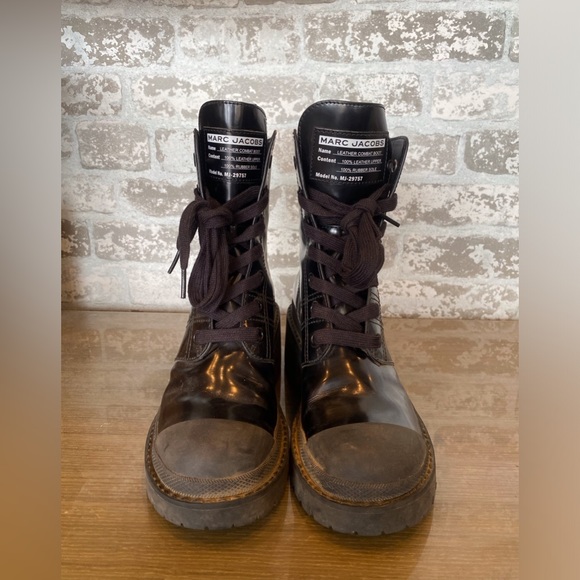 Marc Jacobs Patten Leather Bristol Combat boots sz 38.5 - Picture 2 of 6